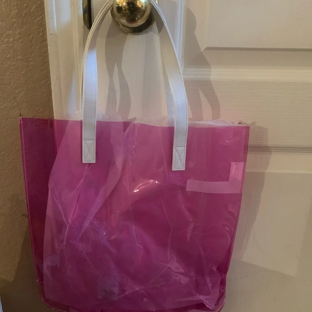 nwt justice girls logo sunset color changing tote pink white summer beach